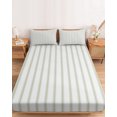 thumbnail image 2 of Twin XL Size Fitted Sheet Set - Sage Green Striped 2 Piece Bedding Sets 16" Deep Pocket Fitted Sheet with 1 Pillowcases, Sage Green White Stripes Farmhouse Brushed Microfiber Hotel Luxury Bed Sheets, 2 of 9