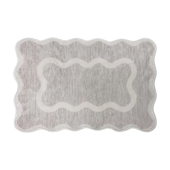 BadyminCSL Wave Border Soft Bathroom Rug 31.5x19.69in Absorbent Non-Slip Bath Mat Shower Floor Mat for Bathroom Bedroom Gray