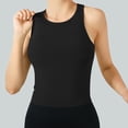 thumbnail image 2 of POIUYTR Women Summer Ribbed Knit Tank Tops Casual Stretch Scoop Neck Sleeveless Shirts Built in Bras Yoga Gym Racerback Cropped Camisole, 2 of 6