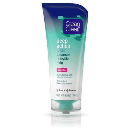 (2 pack) Clean & Clear Deep Action Cream Face Wash for Sensitive Skin, 6.5 (Best Face Wash For Oily Skin And Blackheads)