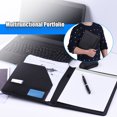 thumbnail image 1 of Multifunctional Business Portfolio Padfolio Folder Document Case Organizer A4 PU Leather with Business Card Holder Memo Note Pad, 1 of 7