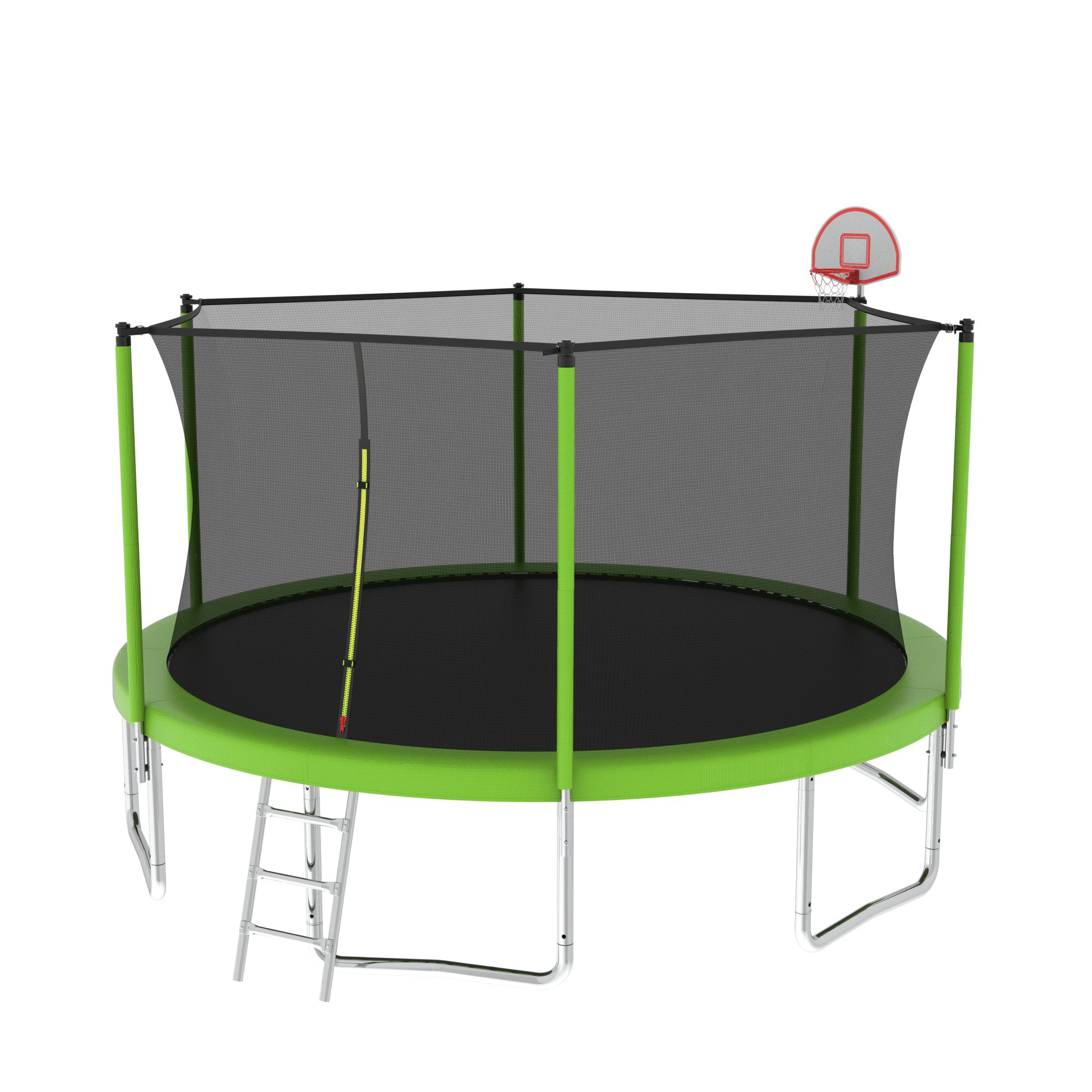 Leumius 14FT Trampoline with Basketball Hoop,Heavy-Duty Outdoor Trampoline with Enclosure Net,Upgraded Kids Recreational Trampoline for Kids and Adults,Green