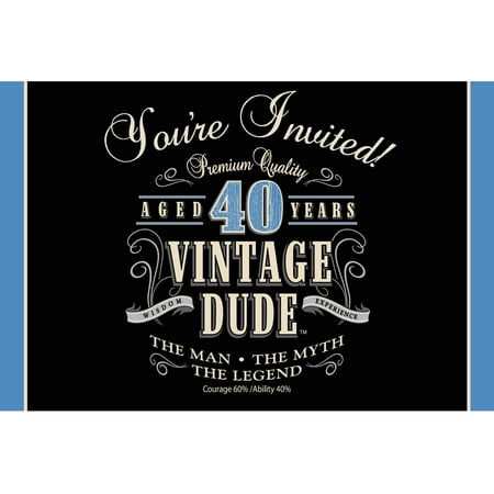 Vintage Dude 40 Invitations, 8pk