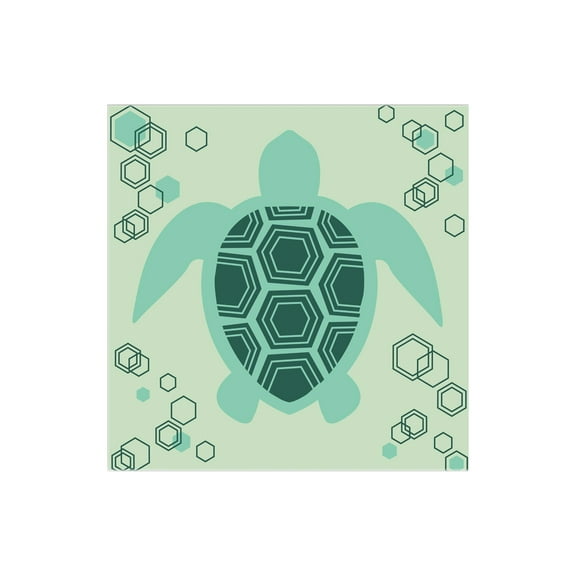 Turtle Aqua Geometric 12 x 12 Wood Wall Sign Plaque