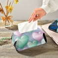 thumbnail image 5 of Green Pink Heart Tissue Box Cover Leather Square Rectangle Tissue Box Holder for Bathroom Living Room Desk Office Decor, 5 of 7