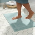 thumbnail image 2 of TOWN & COUNTRY EVERYDAY Ultra Plush Solid Tufted Border Bath Mat, Soft and Absorbent Tufted Floor Mat, Non-Slip Backing, Machine Washable, Aqua Blue, 20"x32", 2 of 13