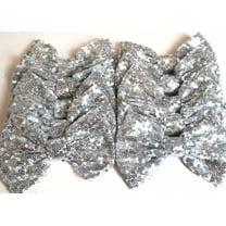 Set of 12 Silver Sequin Bows 5 Inches Large Glitter Bows Wholesale Bows, DIY Fabric Hair Bows - No Clips