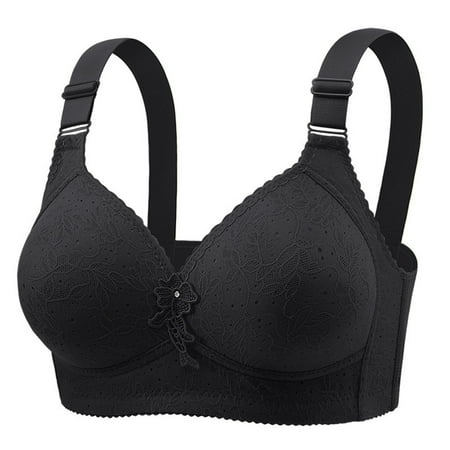 BKQCNKM Push Up Bra  Bras for Women No Underwire  Wireless Bras for Women  Plus Size Unlined Bra for Large Bust Lactation Underwear  Bras for Older Women Black XXL