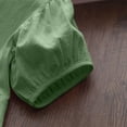 thumbnail image 5 of Odeerbi 3-8 Años Niñas Verano Algodón Camisa Vestido Casual Color Sólido Manga Puff Cuello Redondo Botón Abajo Vestido de Línea A, 5 of 5