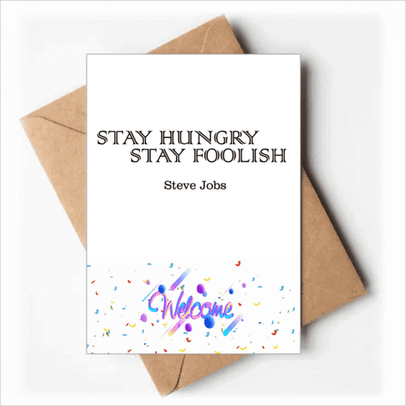 Citation de Steve Jobs Art Déco Mode Bienvenue Retour Cartes de Voeux Enveloppes Vierges