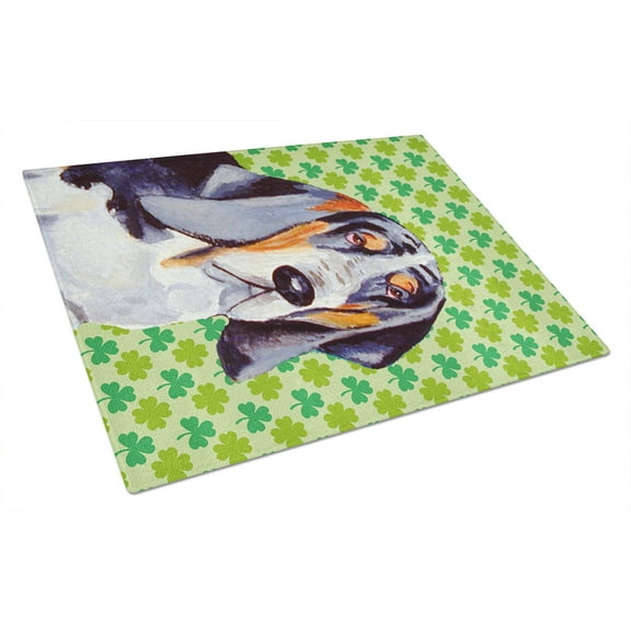 Caroline's Treasures Basset Hound St. Patrick's Day Shamrock Portrait Glass Cutting Board Large