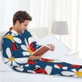 thumbnail image 6 of Fotbe Daisies With Ladybugs Pattern Long Sleeve Pajama Set for Men,Sleepwear Set,2-piece Loungewear Set,Soft PJs Comfy Nightwear with Pockets-XX-Large, 6 of 7