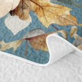 thumbnail image 5 of Erosebridal Pumpkin Leaves Twin Quilt Set 2 Pieces,Fall Harvest Twin Coverlet Set,Teal,1 Bedspread and 1 Pillowcase, 5 of 7