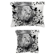 OWNTA Lion King Animal Pattern Portable 2-Pack PU Leather Makeup Bag Set with Built-in Shrapnel Closure, Waterproof and Printed Design