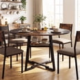 thumbnail image 4 of Gymax Round Dining Table for 4-6 47.5'' Dining Room Table w/Storage Shelf & Metal Legs Rustic Brown & Black, 4 of 10