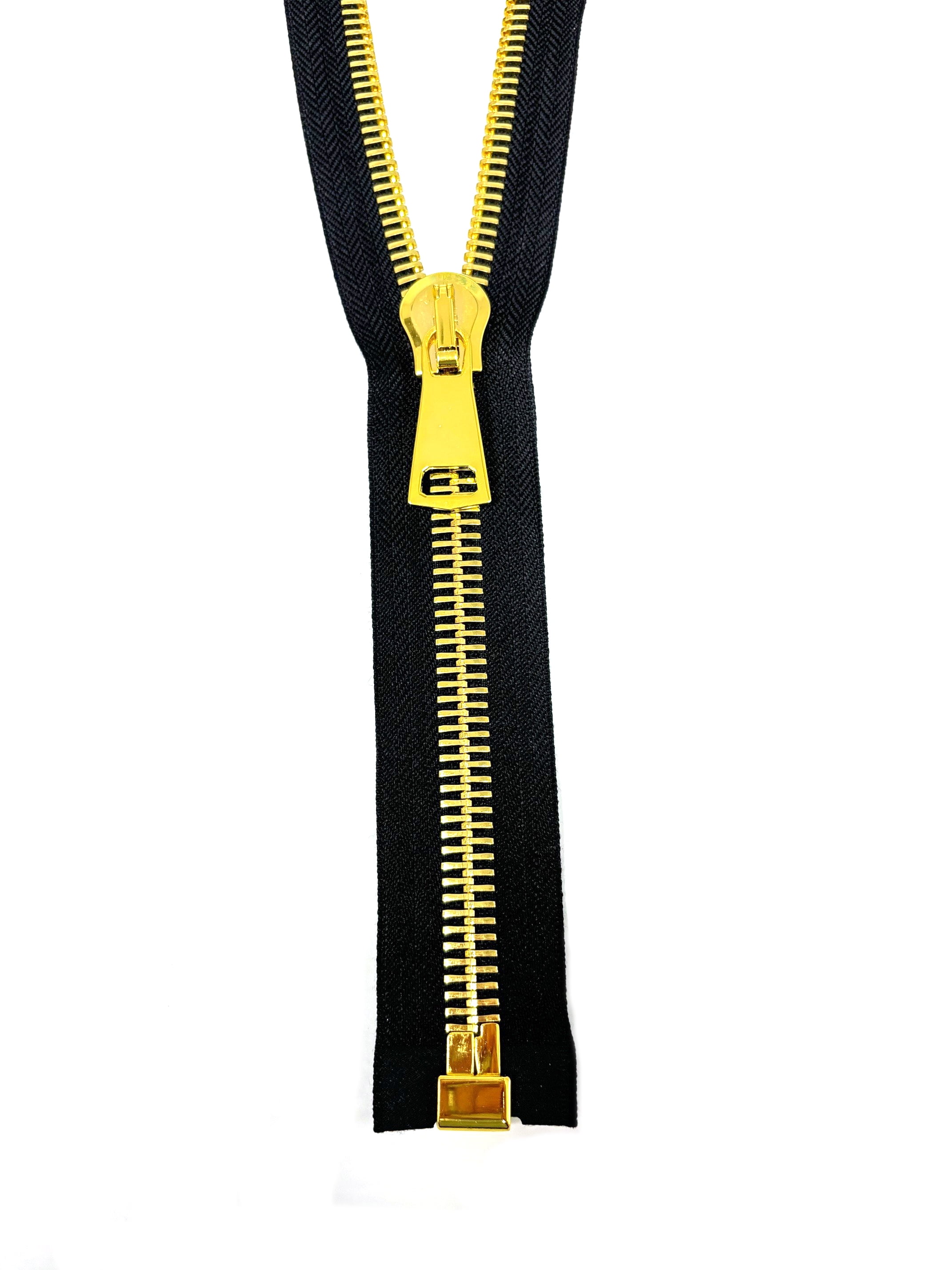 ZPRZ #15 Large & Heavy Shiny Gold Metal High Quality Black 36" Separating Zipper