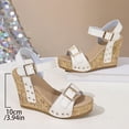 thumbnail image 4 of QNANSPI Women's Wedge Heel Shoes, Summer Casual Footwear for Women, Women Solid Color Wide Width Peep Toe Wedge Thick Heel Footwear With Strap For Summer Wear Shoes, 4 of 4