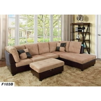 Ainehome 3 PCS Living Room Set, Sectional Sofa Set, Sectional Sofa in Home, with Storage Ottoman and Matching Pillows, Foam (Right Hand Facing, Beige)