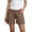 Khaki, variant on Women's High Waisted Denim Shorts with Patch Pockets Casual