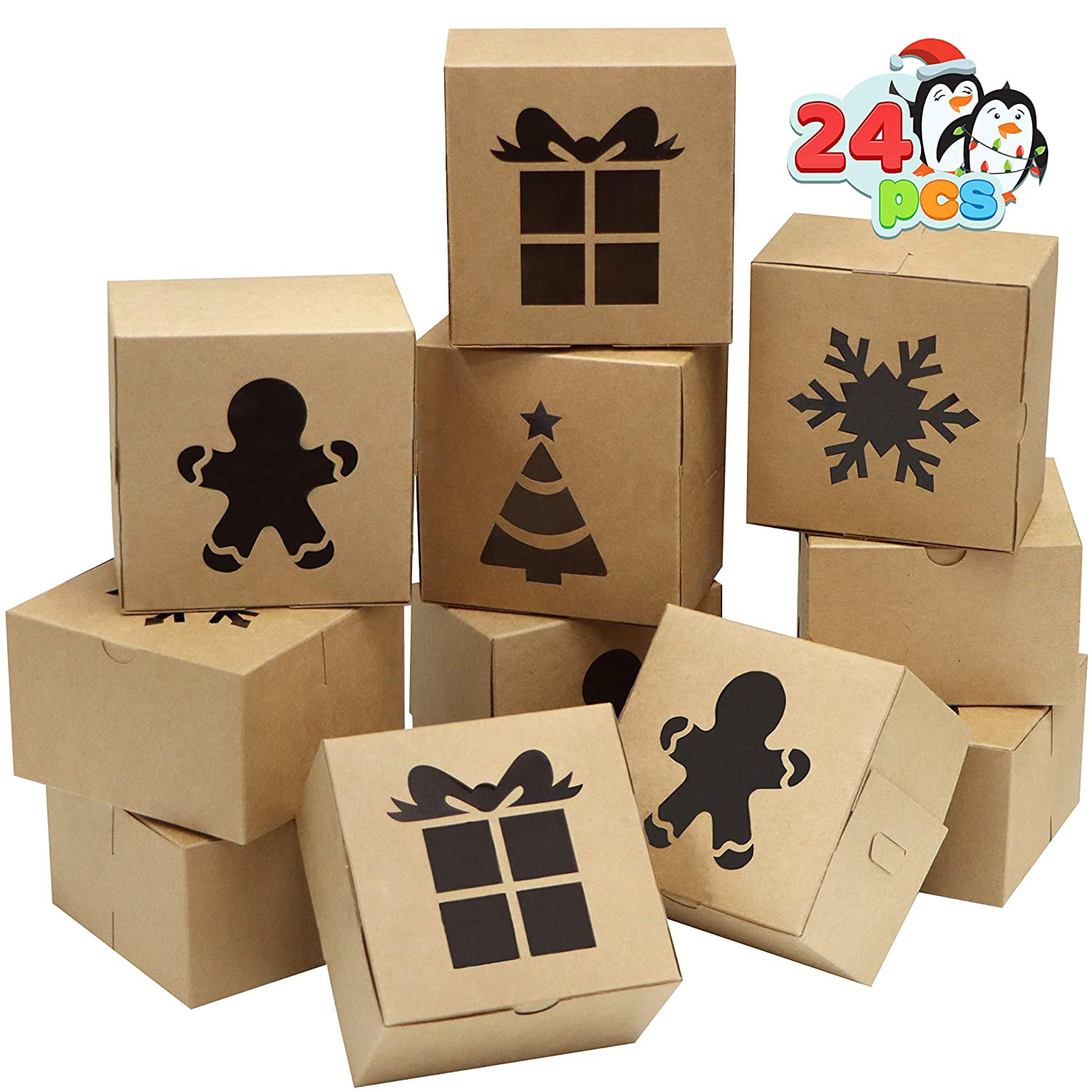 Pastries JOYIN 24 PCs 3D Christmas House Cardboard Treat Boxes for Holiday Treats Cupcakes Brownies Donuts Gift-Giving Goody. 6x 6x3.5 Cookies Goodie