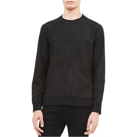 Calvin Klein Mens Faux Suede Sweatshirt, Black, XX-Large