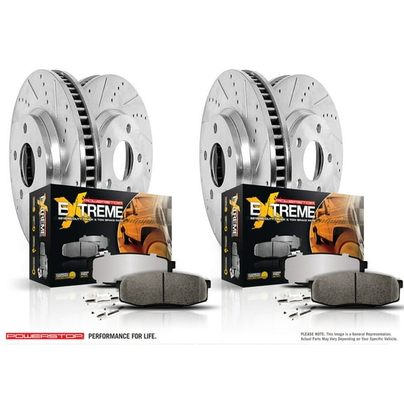 PowerStop Front and Rear Z36 Truck & Tow Carbon-Fiber Ceramic Brake Pad and Drilled and Slotted Rotor Kit Fits: FORD Select Models K5590-36