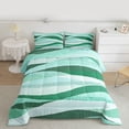 thumbnail image 2 of Castle Fairy Stripes Full Size Comforter Sets Female Men,Green White Bedding Sets, 2 of 8