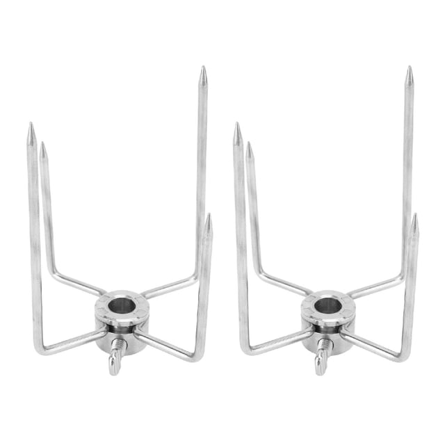 Fourchette à Viande pour Rôtissoire de Gril, 4 Griffes, Électroplaquée, Résistante à la Chaleur, Va au Lave-Vaisselle, Fourchette de Rôtissoire pour BBQ 2 Pcs en Acier Inoxydable 304 pour Tige de Broche de 0,4 Po pour Rôtir la Chèvre