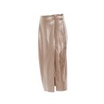 thumbnail image 7 of qolati Womens Fuax Leather Skirt Bodycon High Waist Slit Hem Pencil Skirts Trendy A Line Wrap Club Party Midi Skirt, 7 of 7