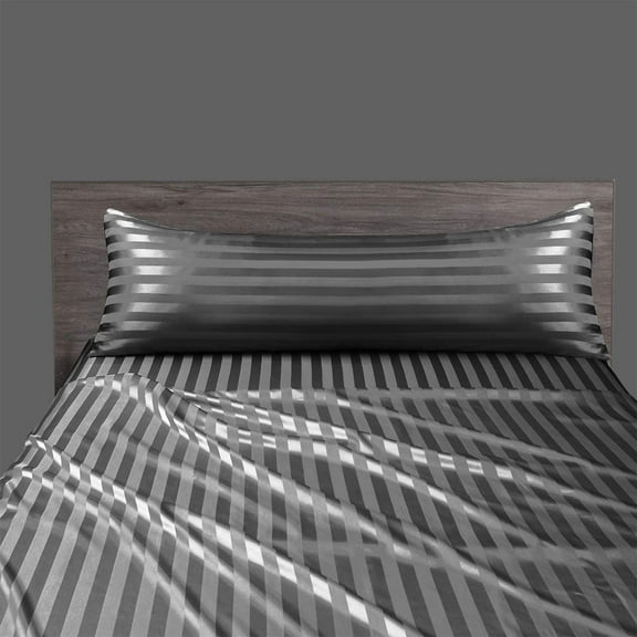Todaioua Satin Body Pillow Cover, Soft and Breathable Body Pillow Case with Envelope Closure, Cooling and Silky Long Pillowcase for Hair and Skin (20"×54", Striped)