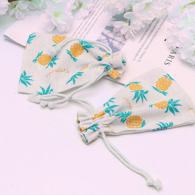 BEADCEST 10Ud Bolsas De Cuerda Con Estampado De Piña Y Bolsas Multiusos Para Almacenaje