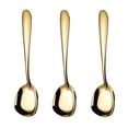 thumbnail image 1 of Stainless Steel Square Spoons, Rice Spoons, Soup Spoons, Mirror Polish, Set of 3 (gold utensils), 1 of 5