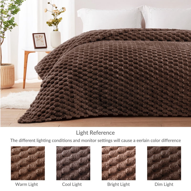 Whale Flotilla 90"x 104" King Size Blanket for Bed with Expanded 3D-Jacquard Pattern, Fuzzy Soft Cozy Exquisite Blankets or All Season, Warm and Fluffy, Coffee