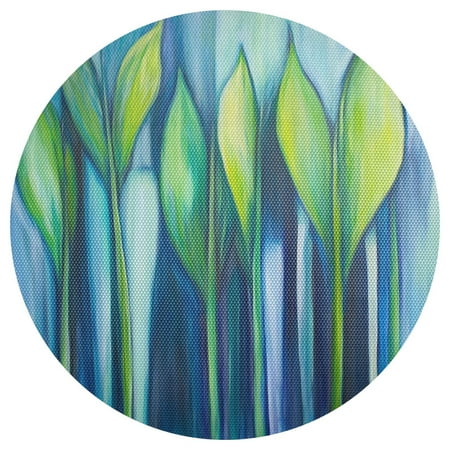 

Abstract Blue and Green Leaves 15.4in Diameter PVC Plate Mat Heat-Resistant and Cuttable Kitchen Decor