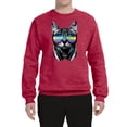 thumbnail image 2 of DJ Kitty Cat with Headphones | Mens Cat Lover Crewneck Graphic Sweatshirt, Vintage Heather Red, 2XL, 2 of 3