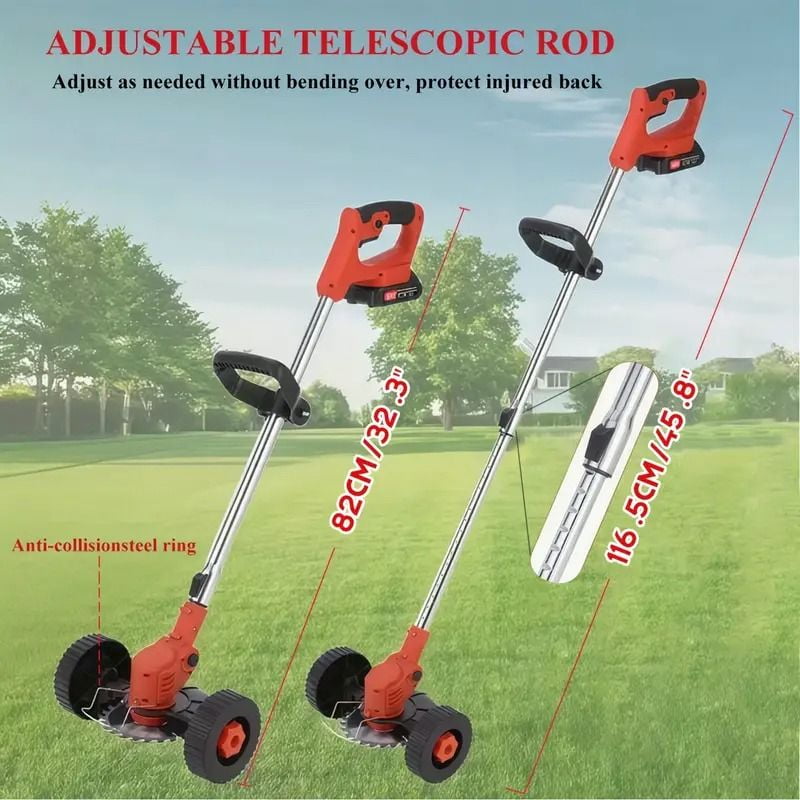 Cordless Electric Weed Wacker Portable Grass Trimmer with 3 Blade Types and 2 High Capacity Batteries Powerful Lawn Mower for Garden Yard Lawn Maintenance with Multiple Accessories