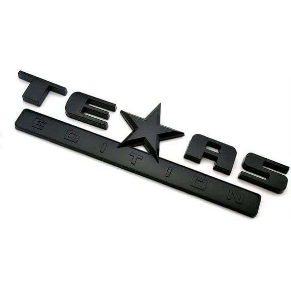 Muzzys Texas Edition GLOSS BLACKED OUT 3M Stick On Emblem Badge FITS GMC Sierra Chevy Silverado Suburban Tahoe Ford F150 Dodge Ram Nissan Titan Truck