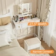 thumbnail image 4 of Small Makeup Vanity Desk with 3 Fabric Drawers, Vanity Table ; W with Mirror and Lights and Height-Adjustable Stand, Vanity for Girls Gifts, Bedroom and Small Spaces, White, 4 of 9