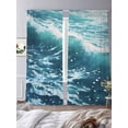 thumbnail image 4 of Abstract Ocean Wave Sheer Curtains 84 Inch Long 2 Panels, Modern Blue Marine Light Filtering Rod Pocket Curtains, Sheer Voile Drapes for Living Room Bedroom, 52"x84", 4 of 8