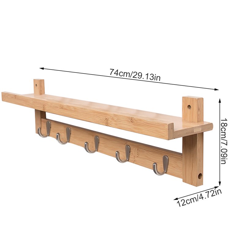 Robot Gxg Wall Mounted Coat Rack Bamboo With Shelf Entryway Floating Hook 5 Hooks For Living Room Bedroom Hallway Com Robot Gxg Wall Mounted Coat Rack, Bamboo Coat Rack With Shelf