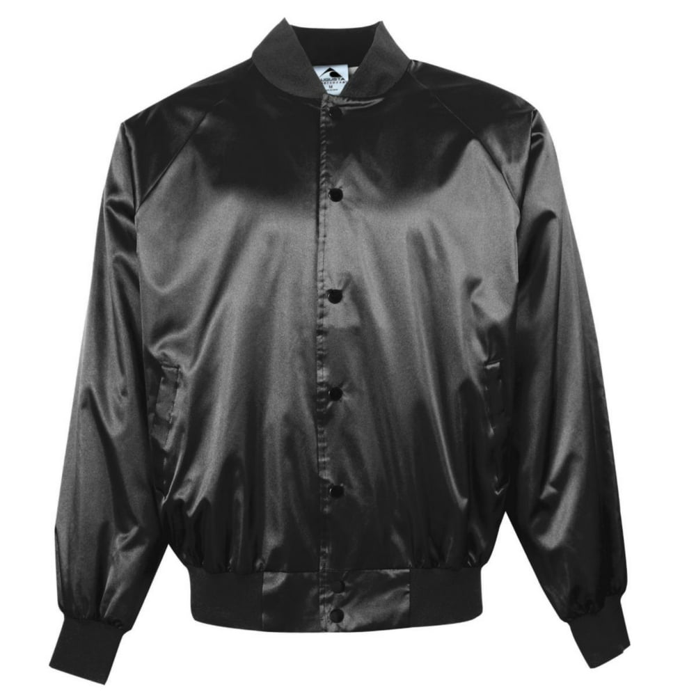 Augusta Augusta Satin Baseball Jacket/Solid Trim 3600 Black 2Xl
