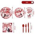 thumbnail image 4 of 81 piezas de vajilla y decoraciones de Halloween, 20 invitados - Platos de Halloween, vasos de fiesta, manteles, suministros para fiestas de Halloween (rojo), 4 of 5