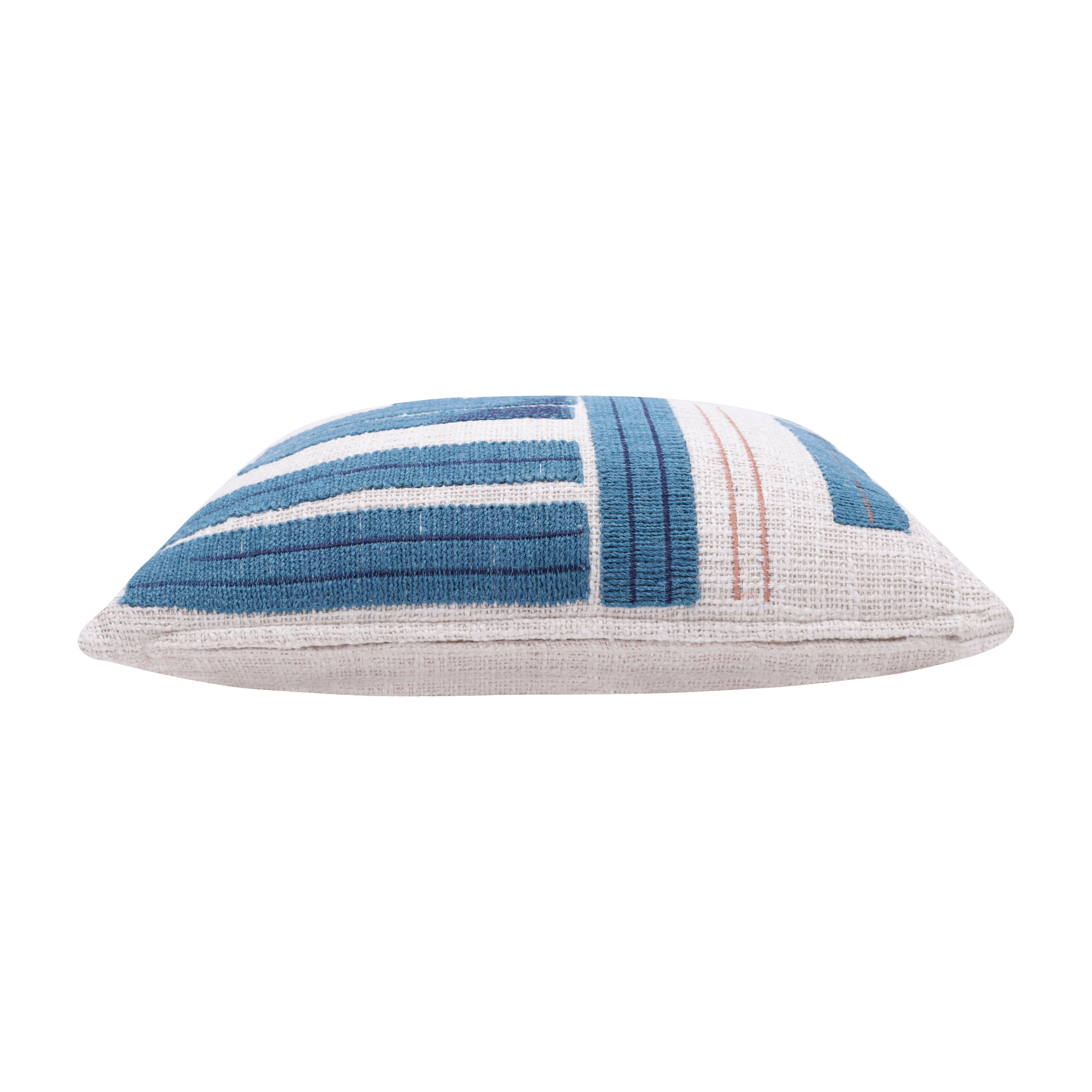 Harlow Hill Stacy Garcia 20" x 20" Teal/Ivory Striped Cotton Blend Adult Decorative Throw Pillow Cover