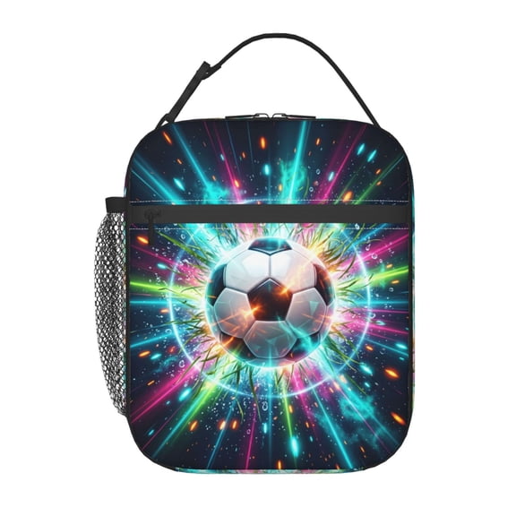 Soccer Ball Lunch Bag Sports Football Large Capacity Tote Bag Reusable Insulated Leakproof Cooler Lunch Box For Work Office Picnic Travel
