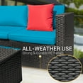 thumbnail image 5 of Devoko 5-Pieces Rattan Outdoor Patio Furniture Set with Fire Pit Table, Blue/Beige, 5 of 7