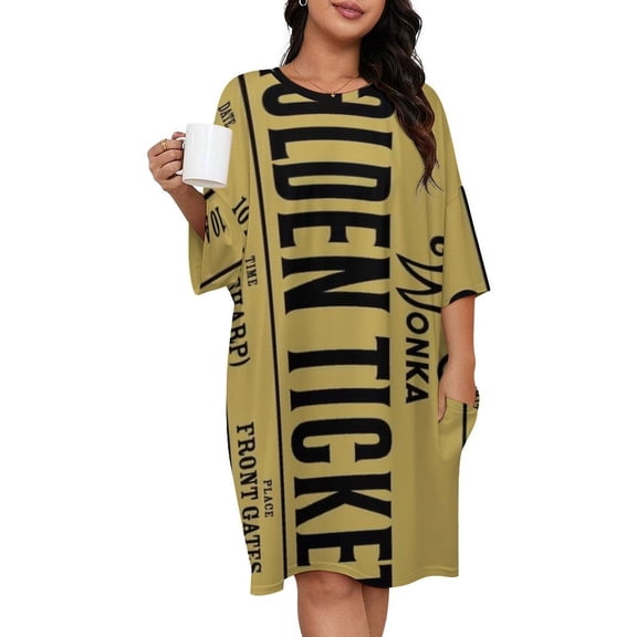 Golden Ticket Sleepshirts For Sleeping Travels Loose Sleepdress Pajama Dress Soft Nightdress Sleepwear