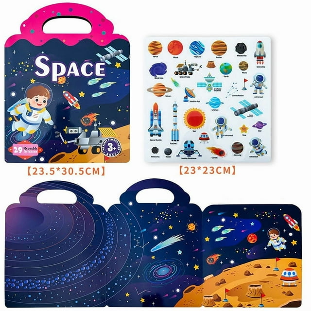 Yhmxh Portable Jelly Sticker Book For Toddlers 7 Themes Early Education Reusable Washable Stickers For Kids Preschool Learning Activities For Home School Travel