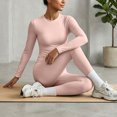 thumbnail image 5 of Yfalhf 2 Piece Activewear Outfit for Women Leggings Quick-Dry Yoga Set Long Sleeve Top for Gym,Workout,Running and Training Pink S, 5 of 5