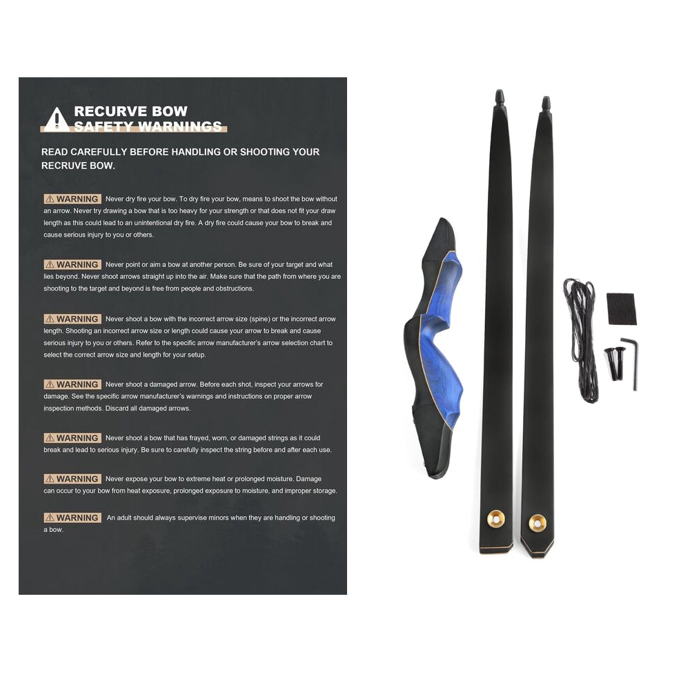 60" Archery Takedown Recurve Bow Right Hand & 12pcs Carbon Arrows Hunting