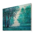 thumbnail image 2 of Designart 'Blue Coloured Tree Impression By Riverside' Lake House Print on Natural Pine Wood, 2 of 5